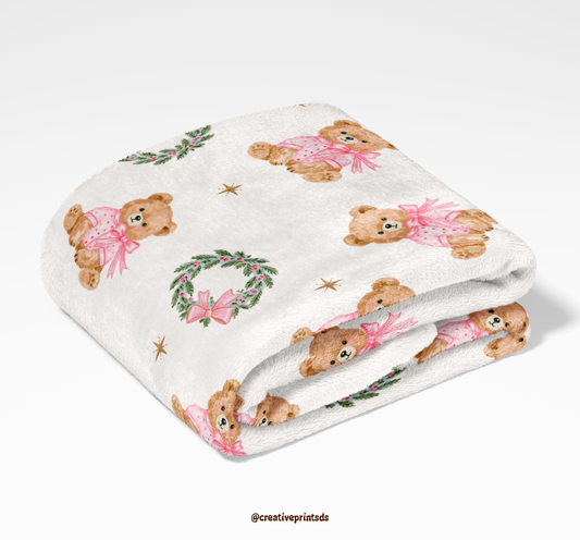 Teddy Wreath Seamless Pattern - Solid Cream