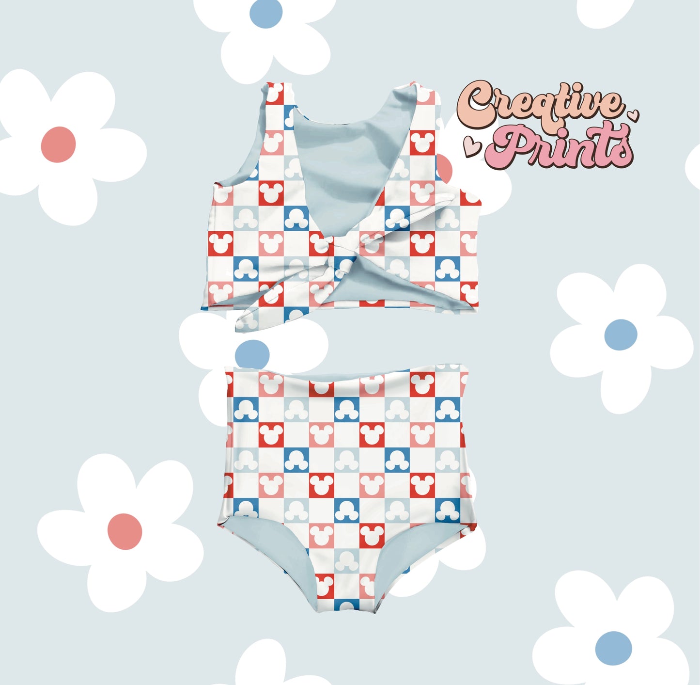 Mouse ears checkered 4th of july seamless file