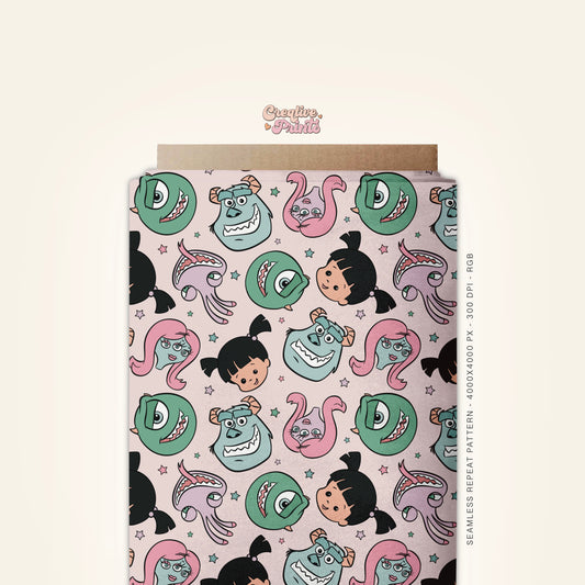 Cute Monsters Seamless file with stars