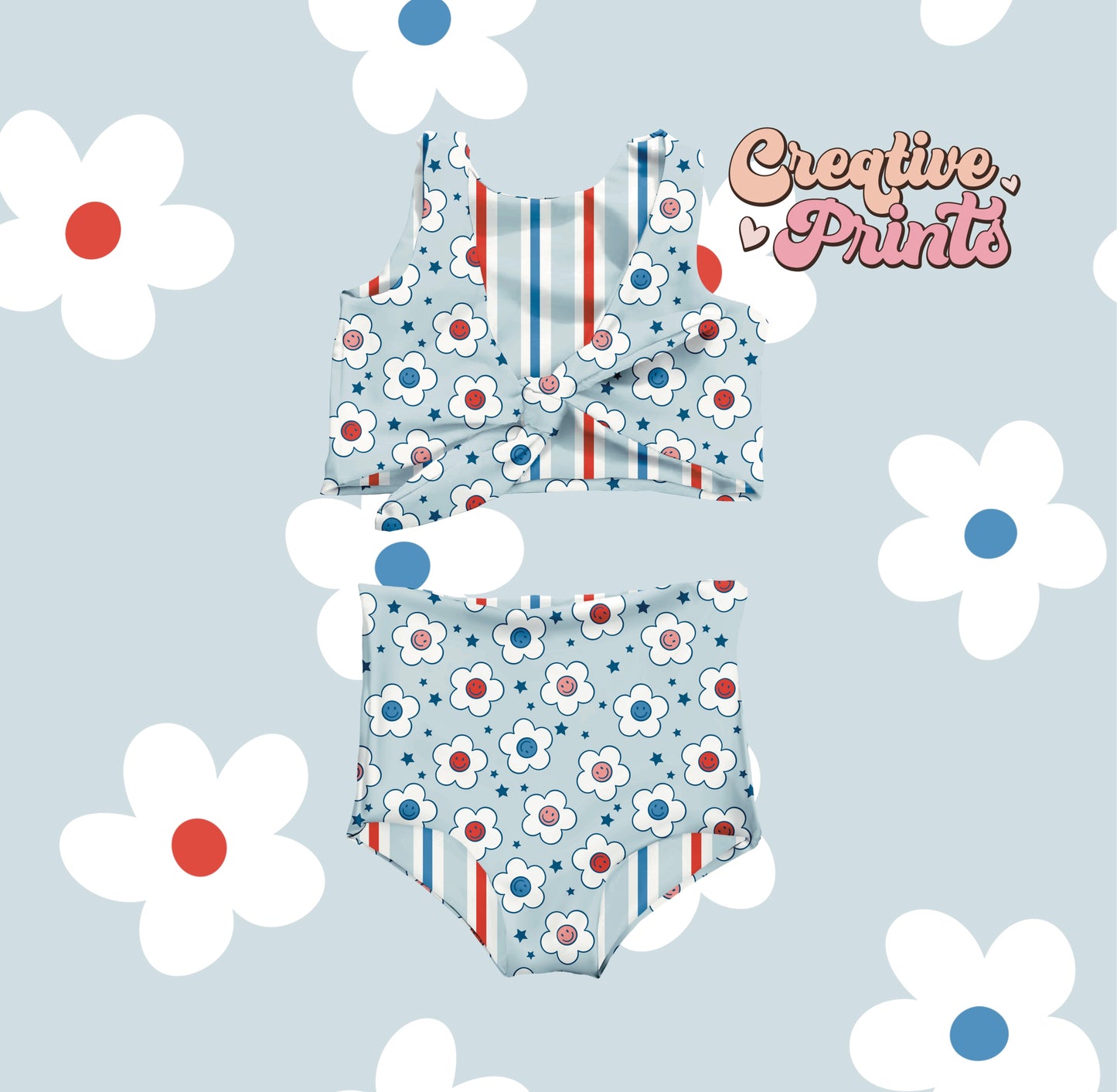 4th of July smiley daisies seamless file