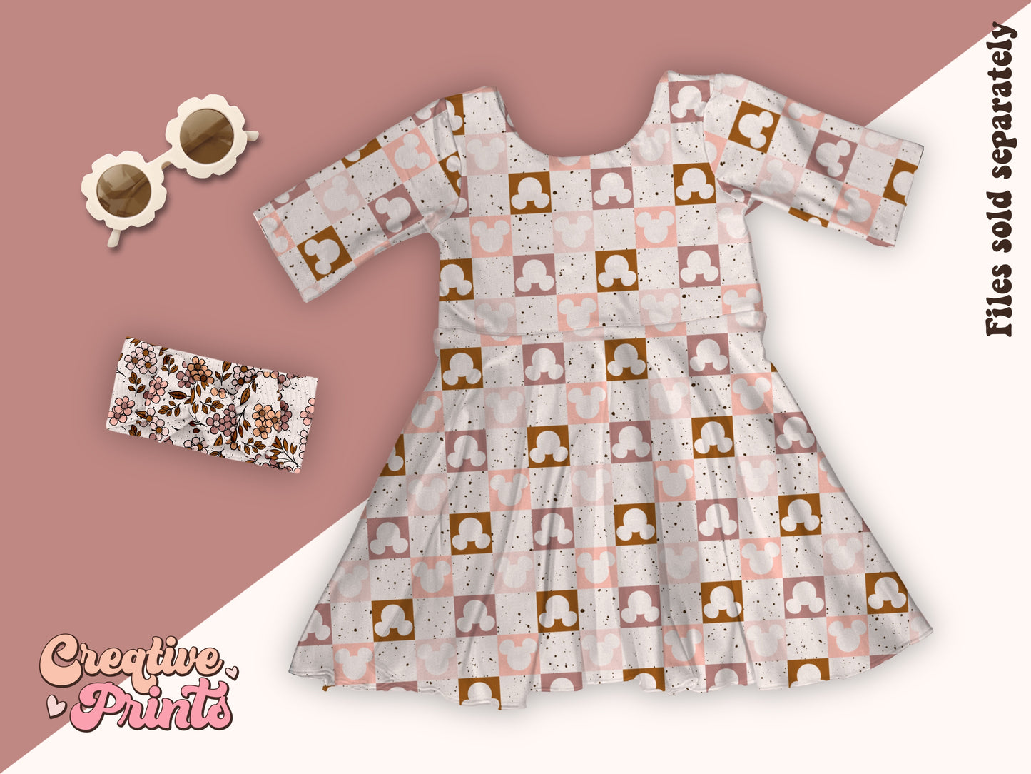Fall mouse ears checkerboard seamless file