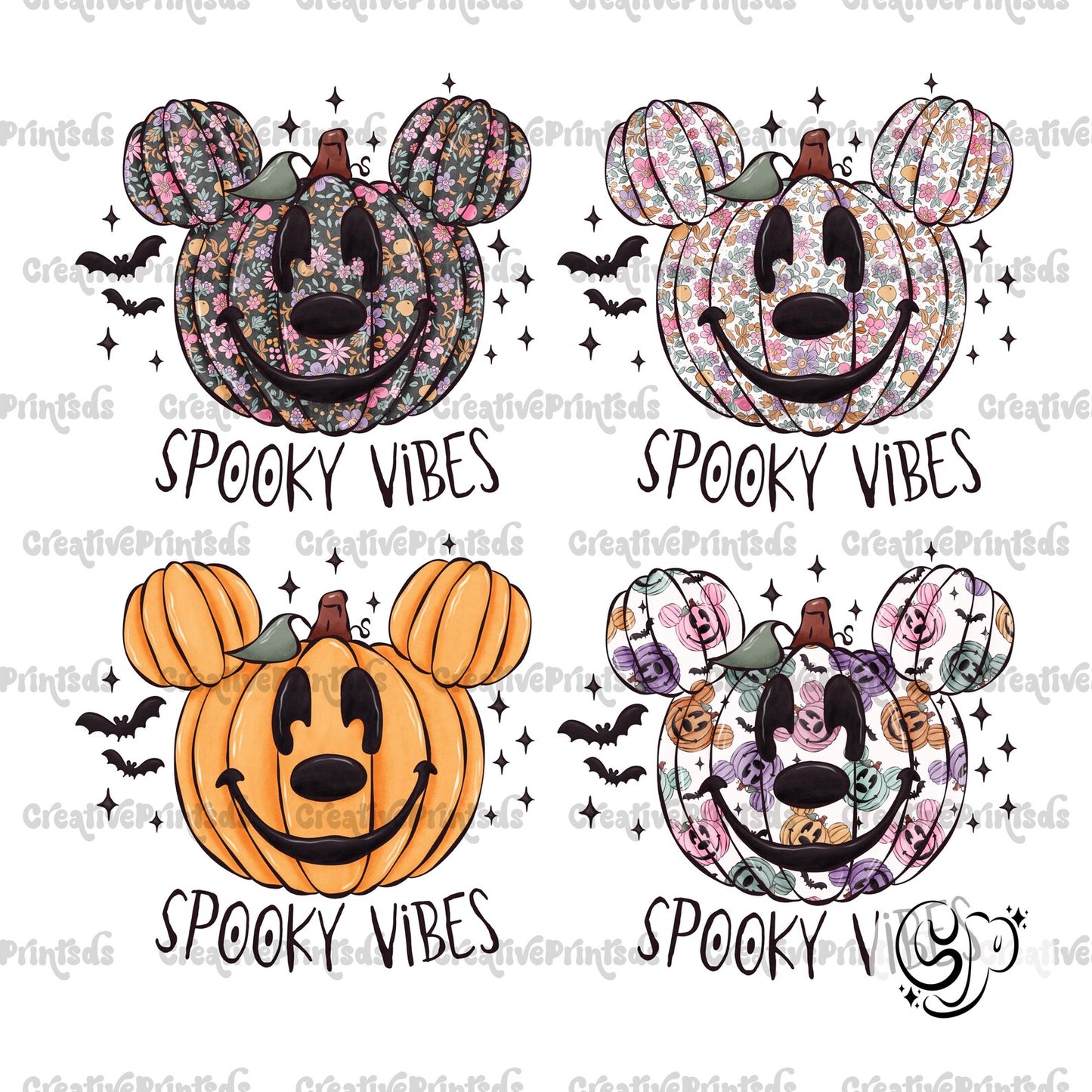Spooky Mouse Pumpkins PNGs - 4 files