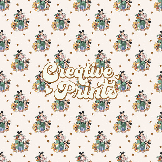 Neutral Christmas Mouse and Friends Seamless file