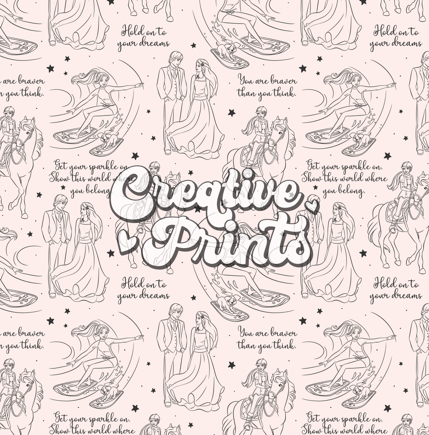 Barb girl seamless file - colorless version