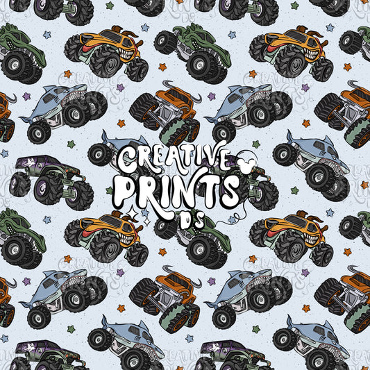 Monster Trucks Seamless file V2 - Blue