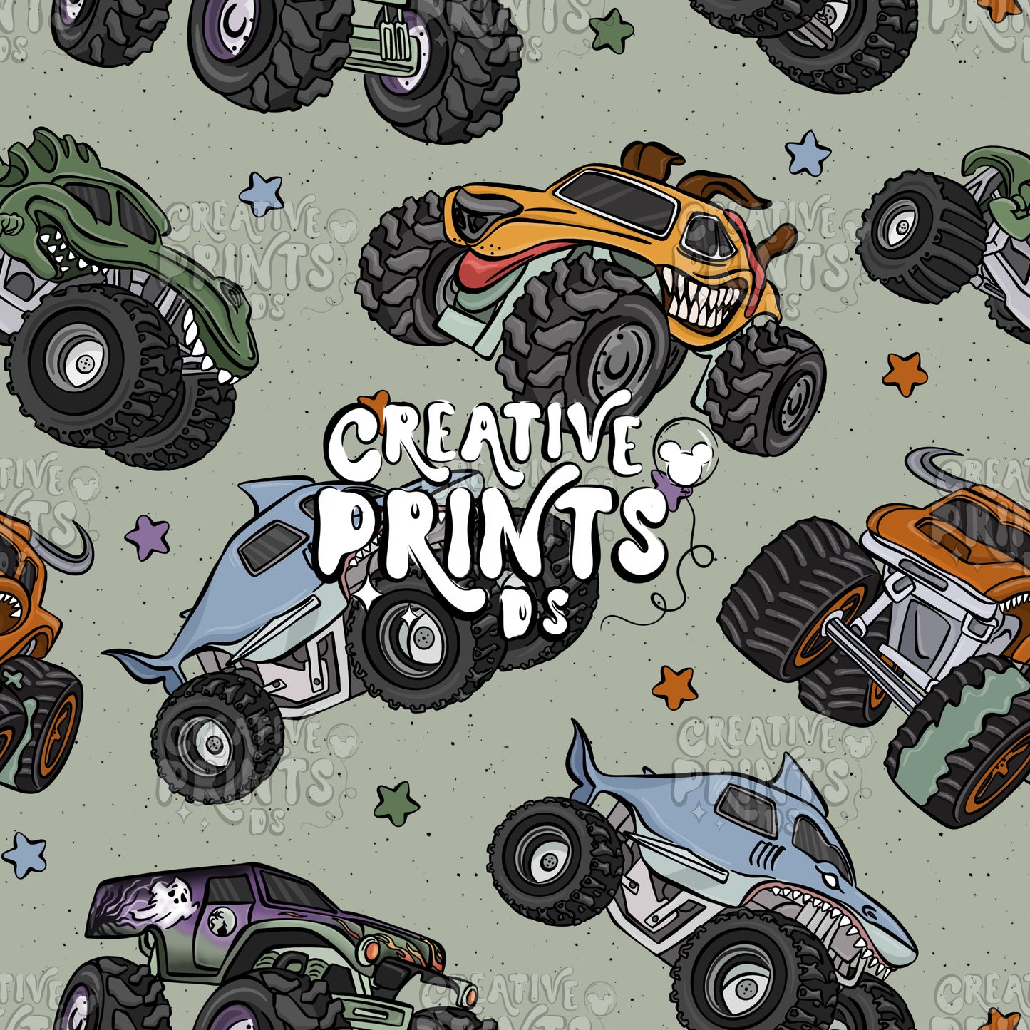 Monster Trucks Seamless file V2 - Green