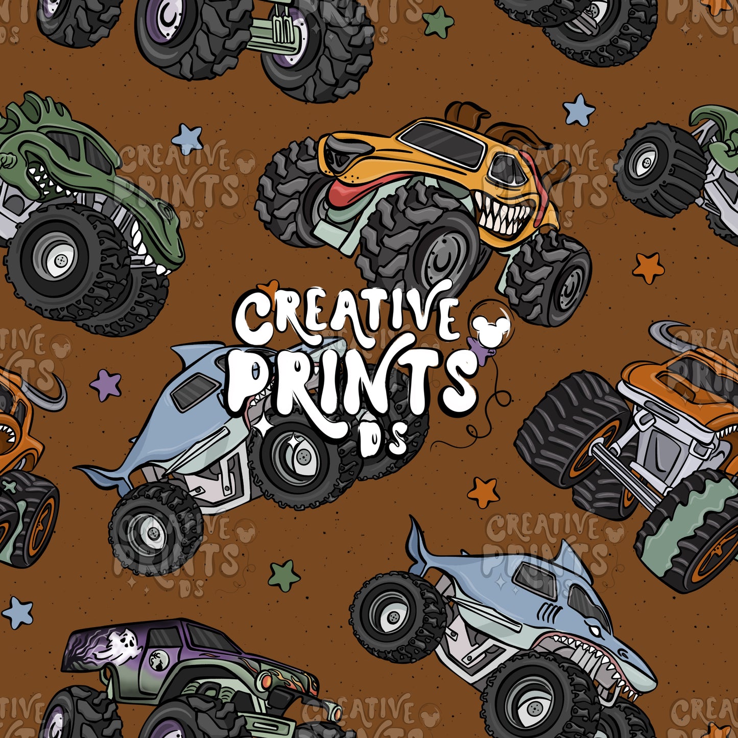 Monster Trucks Seamless file V2 - Brown