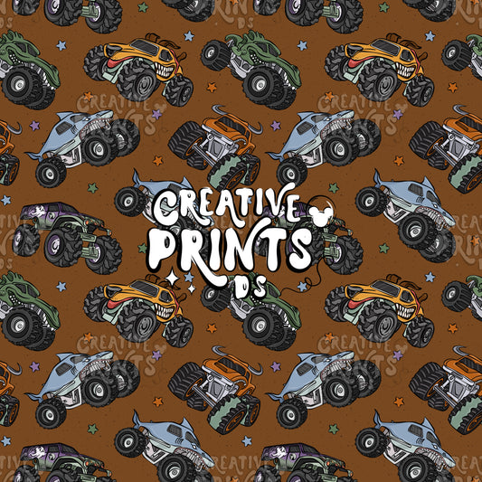 Monster Trucks Seamless file V2 - Brown
