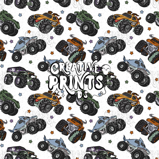 Monster Trucks Seamless file V2 - White