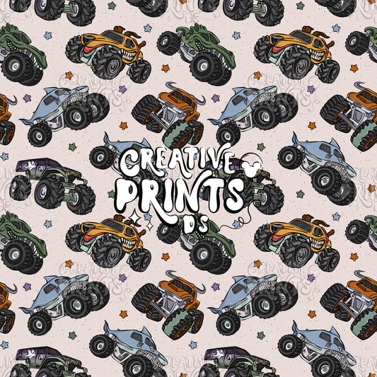 Monster Trucks Seamless file V2 - Beige