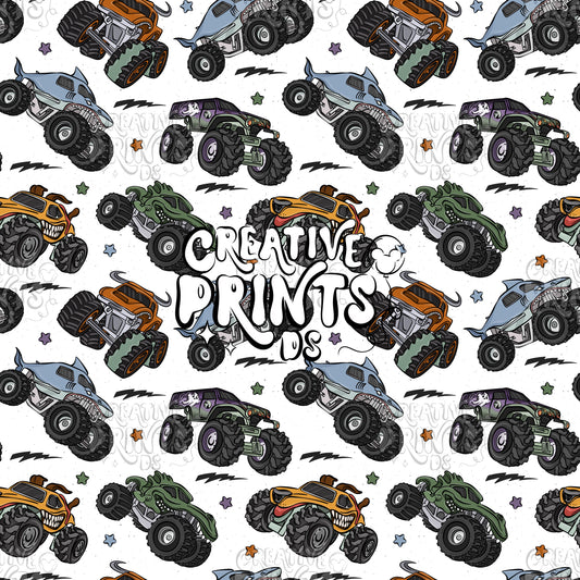 Monster Trucks Seamless file V1 - White