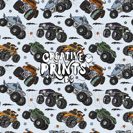 Monster Trucks Seamless file V1 - Blue