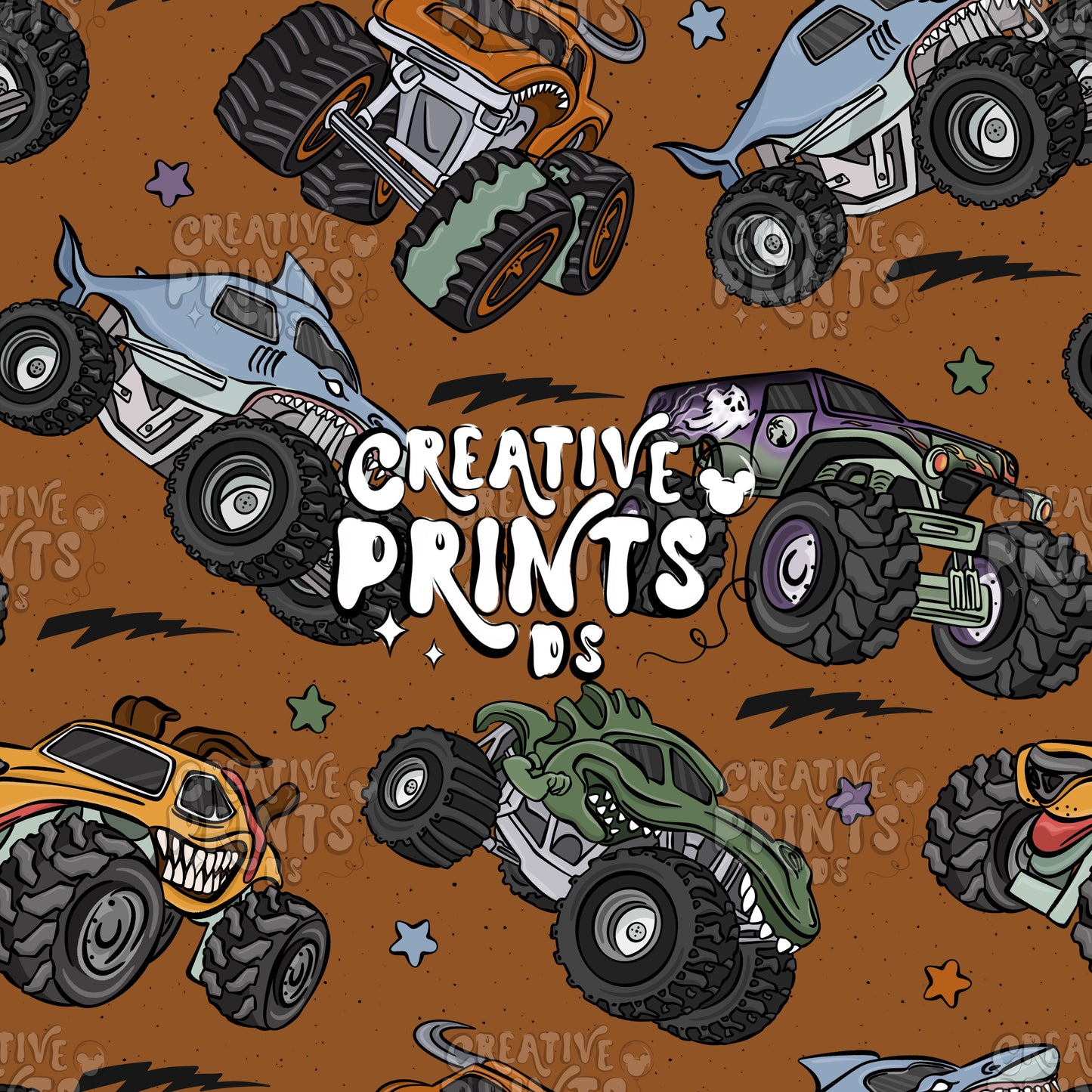 Monster Trucks Seamless file V1 - Brown