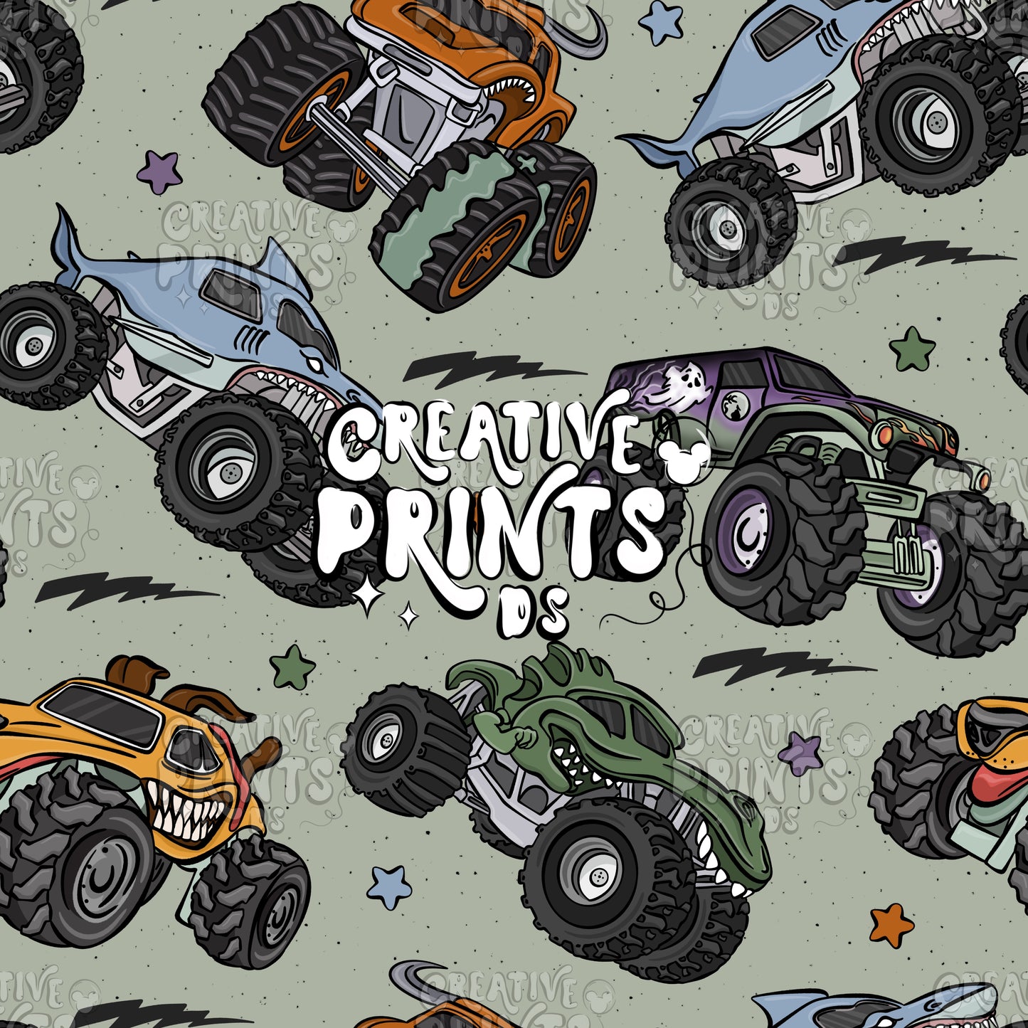 Monster Trucks Seamless file V1 - Green