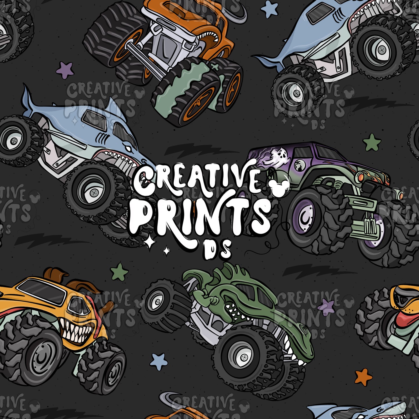 Monster Trucks Seamless file V1 - Dark