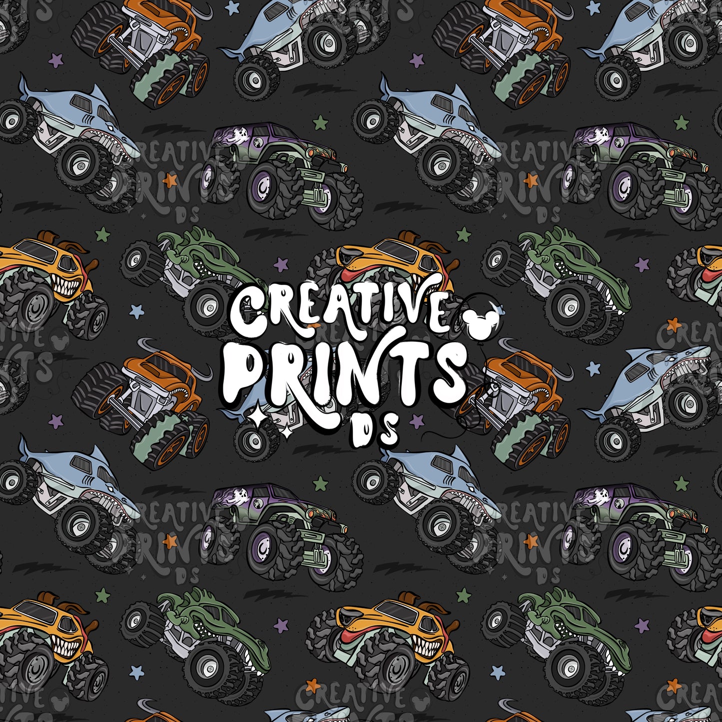 Monster Trucks Seamless file V1 - Dark
