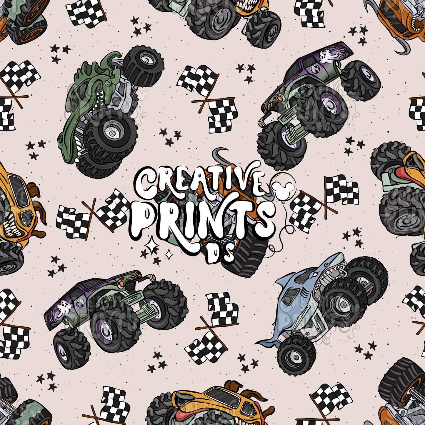 Monster Trucks Seamless file V3 - Beige