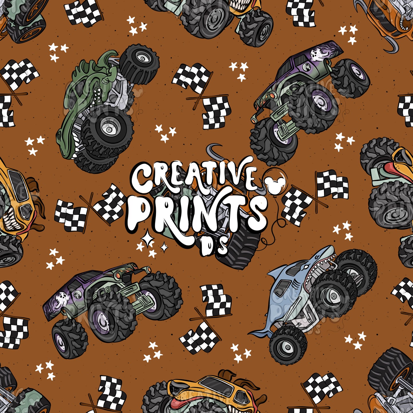 Monster Trucks Seamless file V3 - Brown