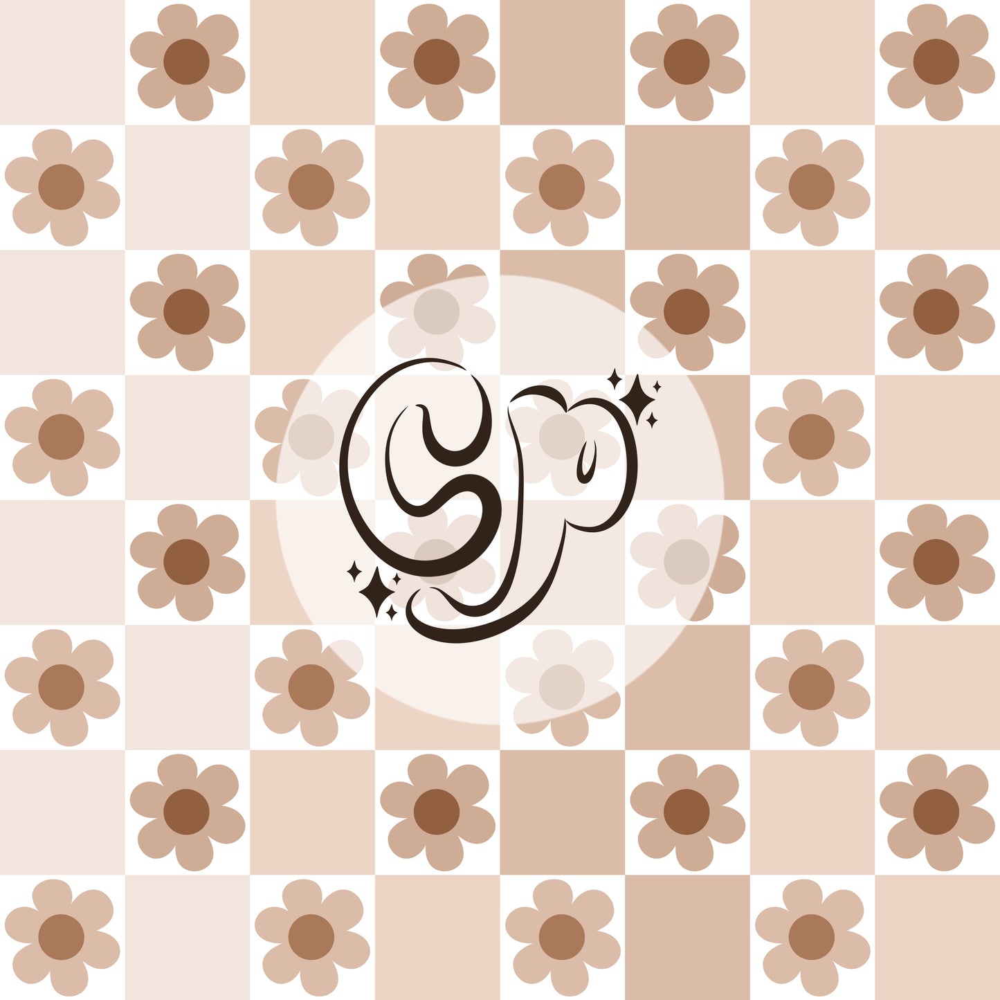 Boho Checkered Daisies Seamless file