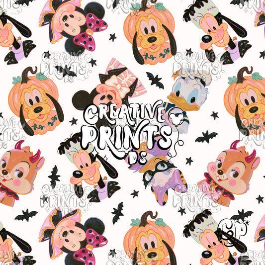 Halloween Mouse Friends Seamless Pattern