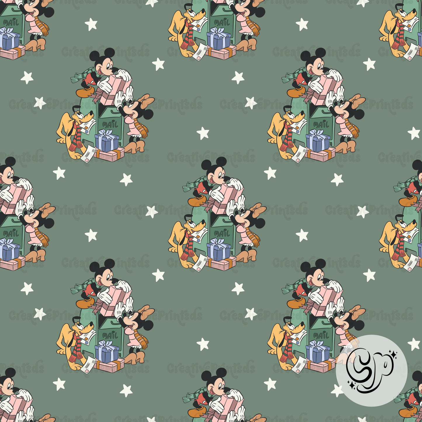 Neutral Christmas Mouse and Friends Seamless file