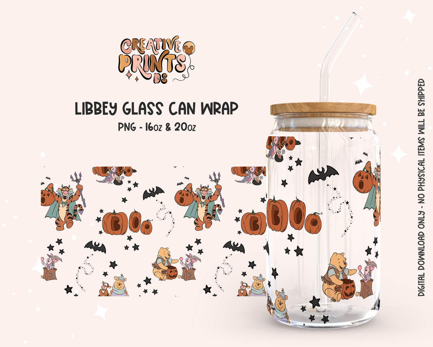 Halloween Winnie & Friends Cup Wrap 16oz & 20oz
