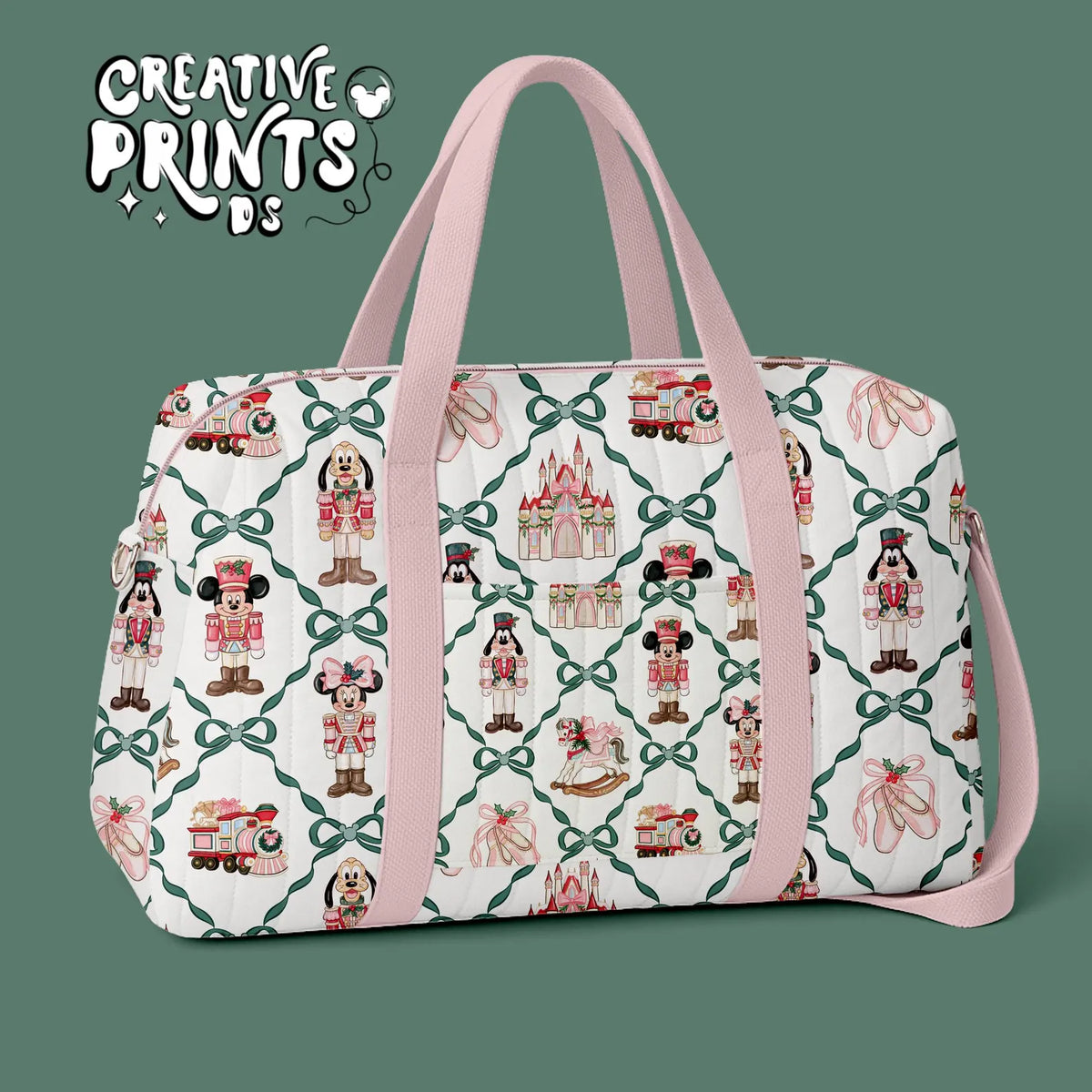 Green Ribbon Bow Nutcracker Mouse Friends Christmas Seamless Pattern