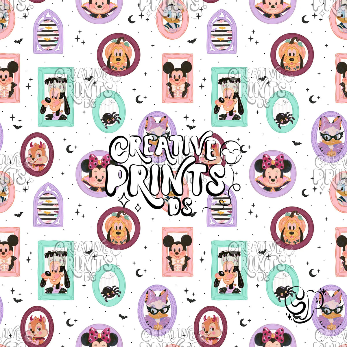Halloween Frames Mouse Friends Seamless Pattern