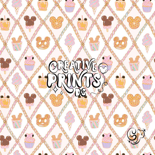 Pastel Theme Park Treats Seamless Pattern