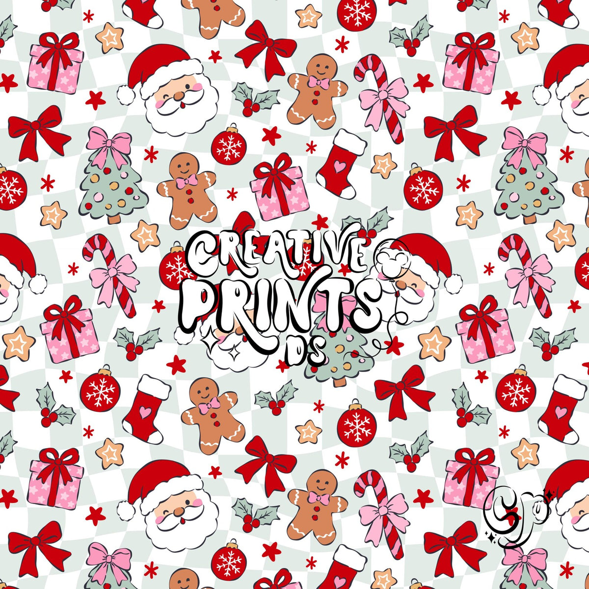 Santa Claus Gingerbread Man Christmas Seamless Pattern