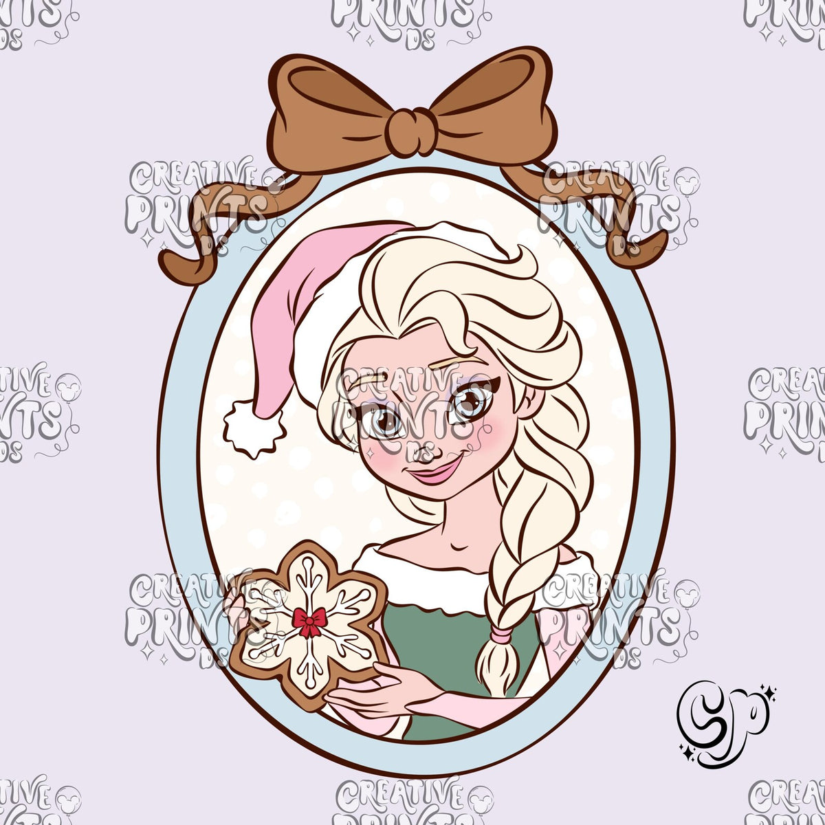 Framed Snow Queen & Snowflake Cookie PNG