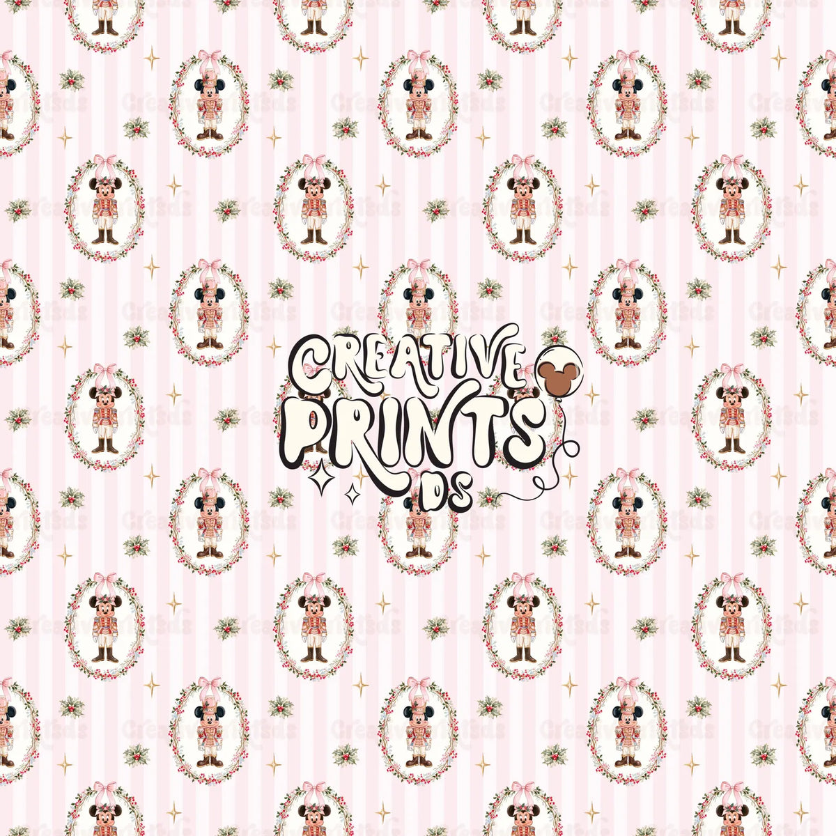 Christmas Mouse Nutcracker Seamless Pattern - Soft Pink
