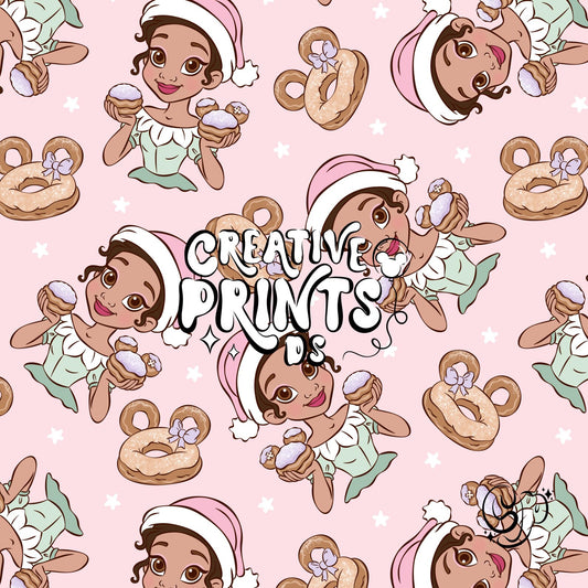 Bayou Princess Christmas Seamless Pattern - Pink