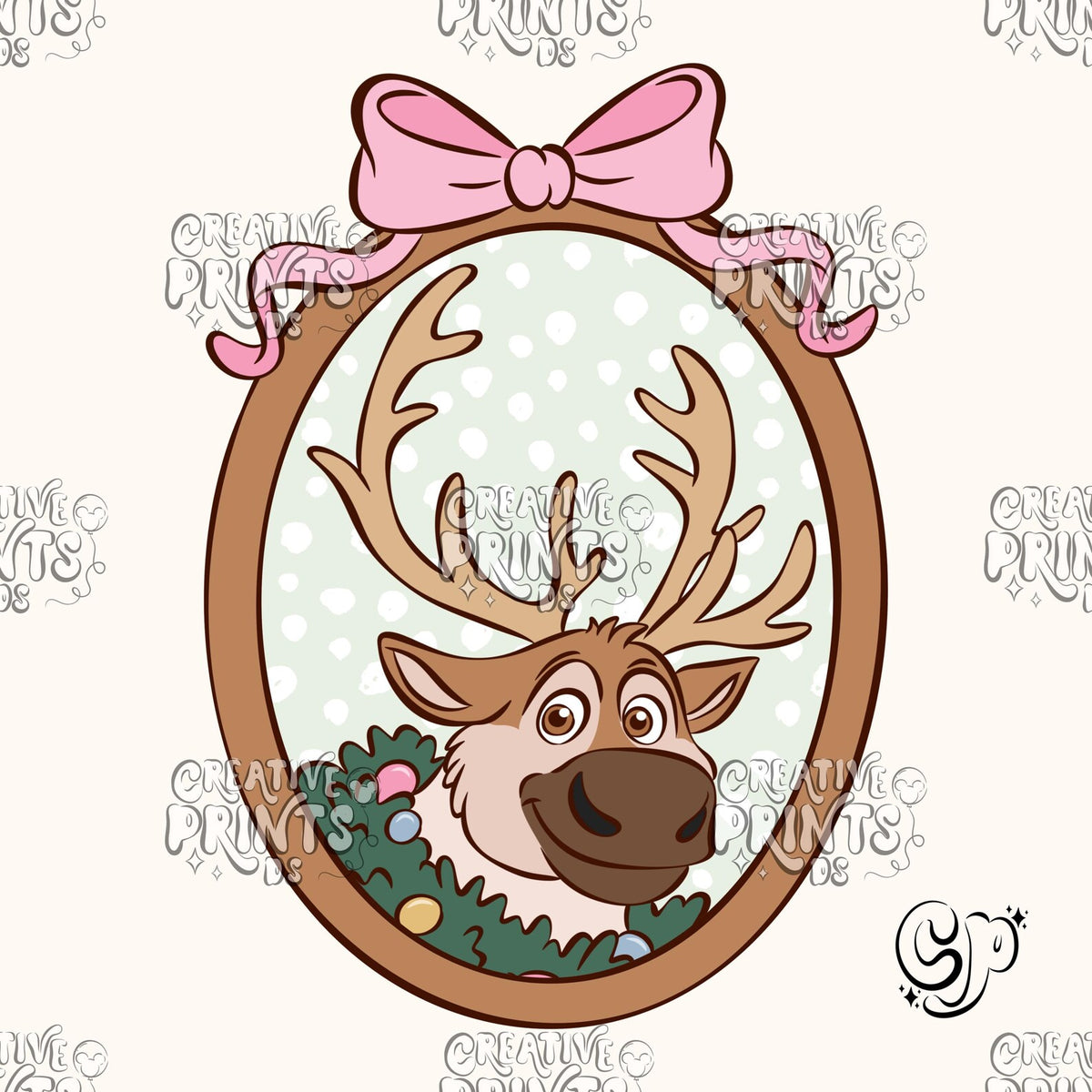 Framed Holiday Reindeer PNG