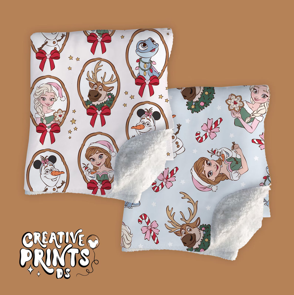 Winter Kingdom Framed Characters Seamless Pattern