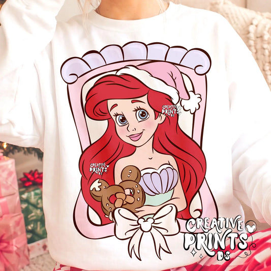 Framed Mermaid Princess & Gingerbread Cookie PNG