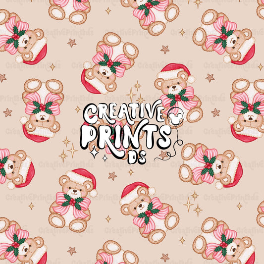 Christmas Teddy Bear Seamless Pattern – Tan