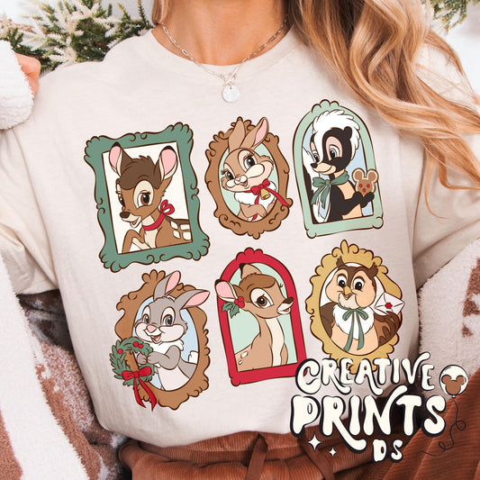 Framed Woodland Friends Christmas PNG