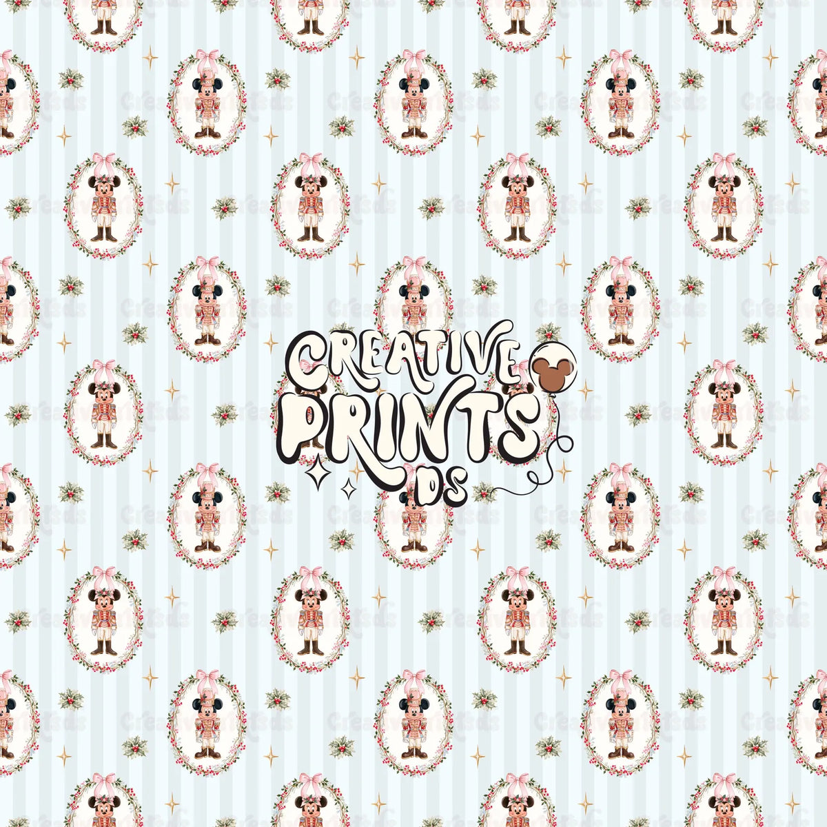 Christmas Mouse Nutcracker Seamless Pattern - Soft Blue