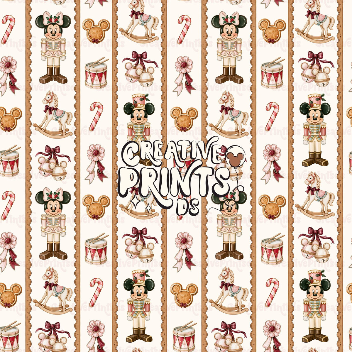 Vintage Christmas Nutcracker Seamless Pattern - Brown