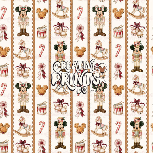Vintage Christmas Nutcracker Seamless Pattern - Brown