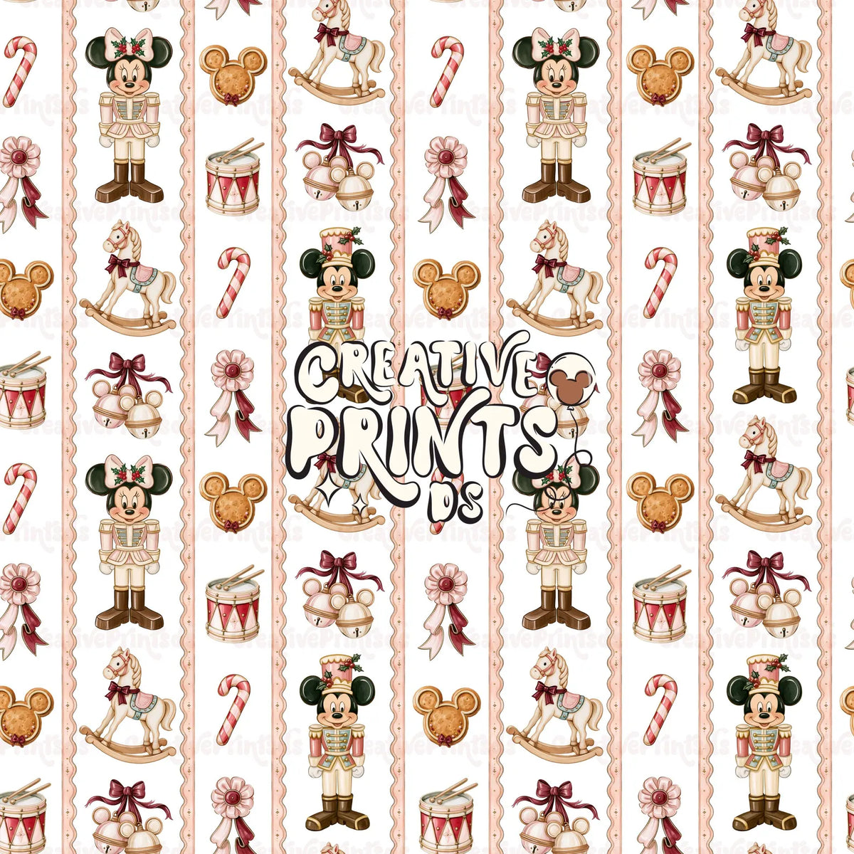 Vintage Christmas Nutcracker Seamless Pattern - Solid White