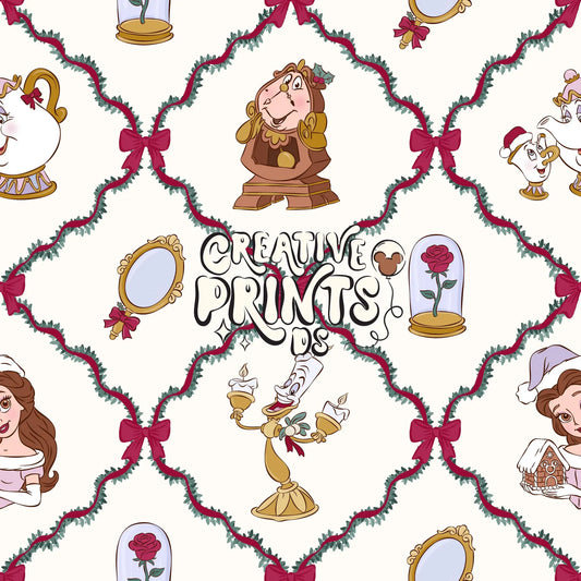 Enchanted Princess Christmas Seamless Pattern Files - Garland Harlequin