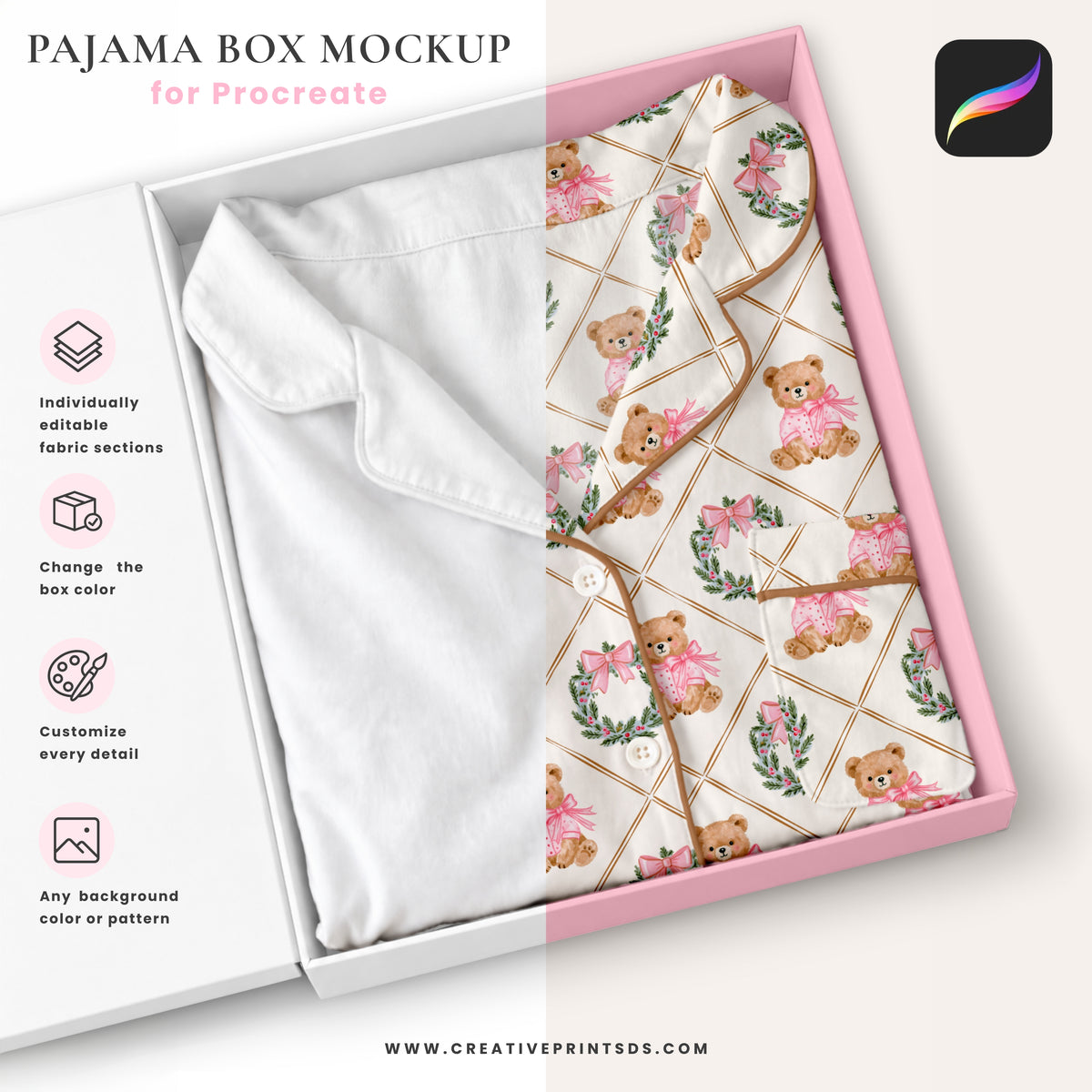 Pajama Box Mockup for Procreate | Fully Customizable