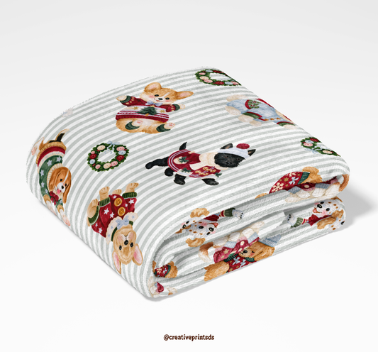 The Little Christmas Pups Seamless File - Green Stripes
