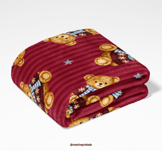 Christmas Bear Red Stripes Seamless Pattern