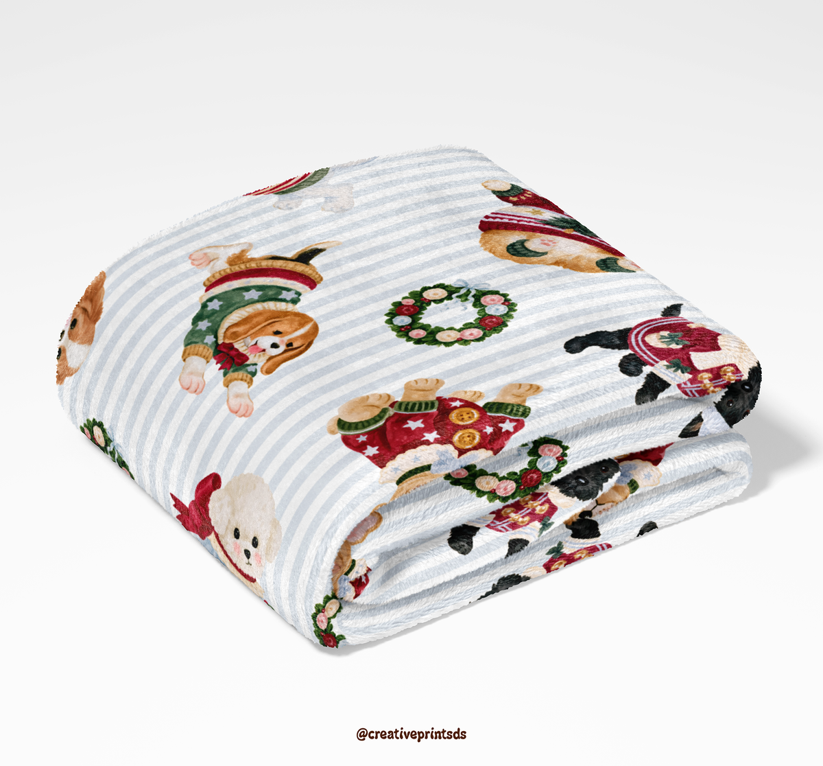 The Little Christmas Pups Seamless File - Blue Stripes