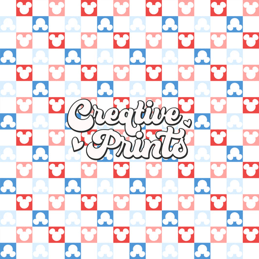 Mouse ears checkered 4th of july seamless file