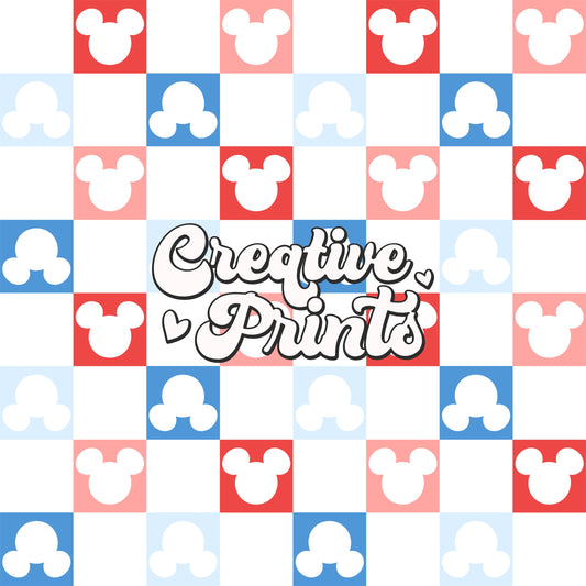 Mouse ears checkered 4th of july seamless file