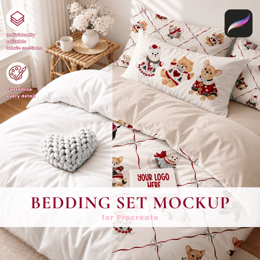Duvet Cover Mockup for Procreate - Editable Bedding Set Mockup